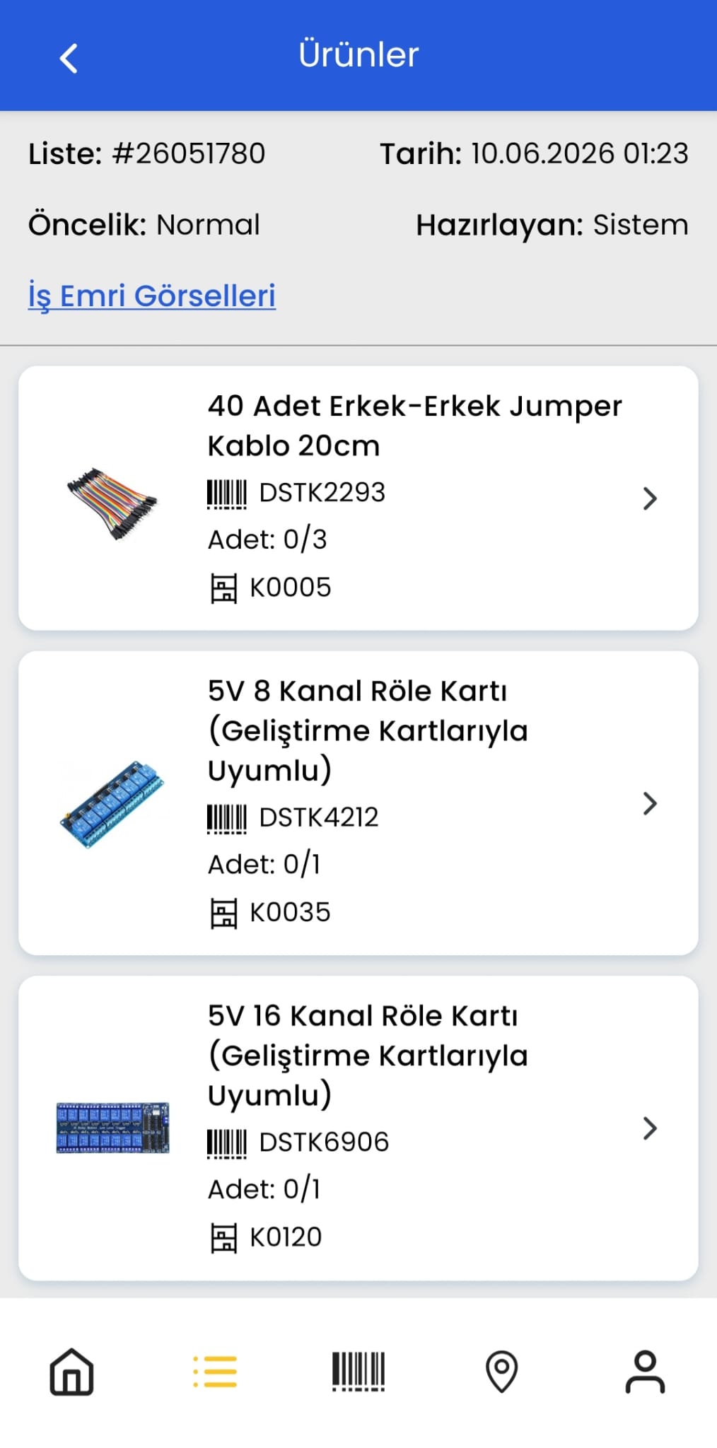 Order product list in the Polypus mobile app