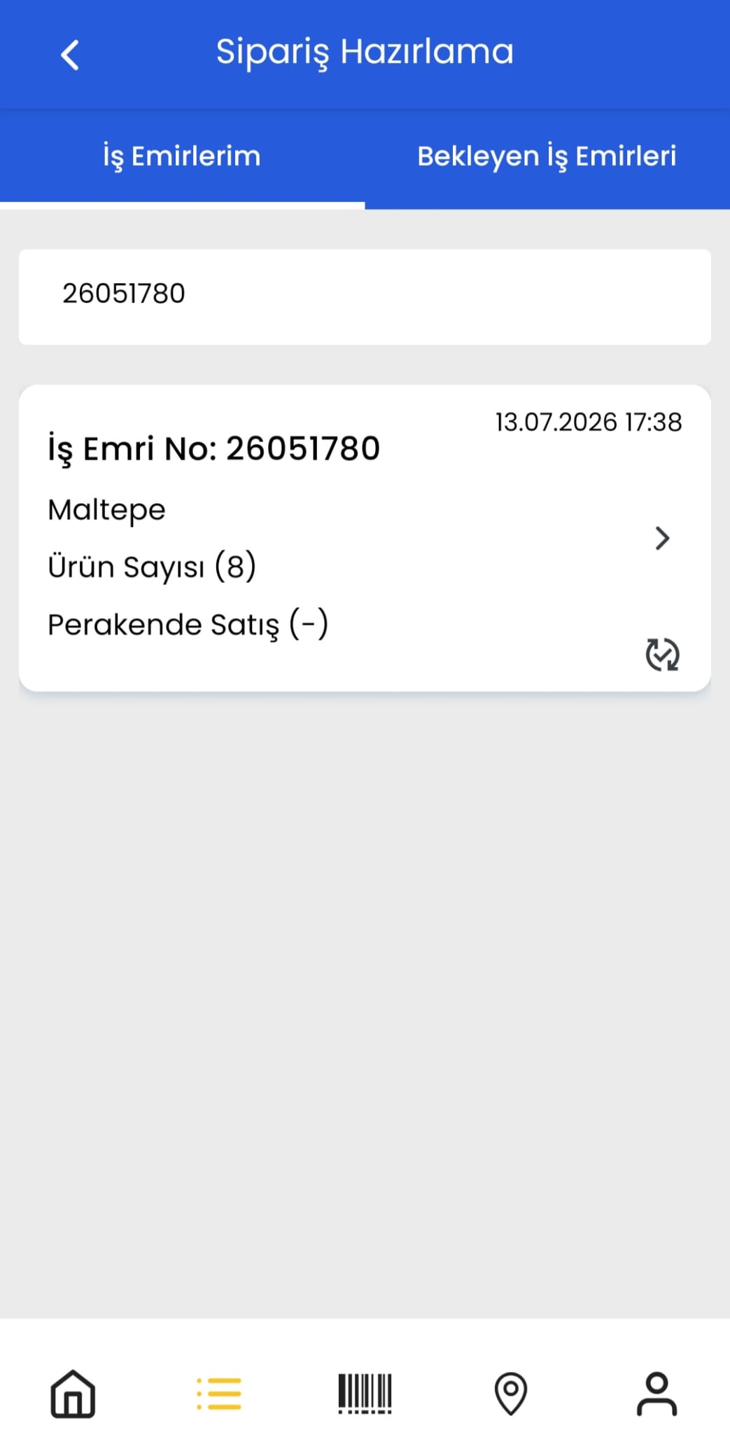 Polypus WMS mobile order preparation screen